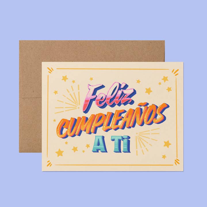 Ana Peake - Wholesale Birthday Card - Feliz Cumpleaños A Ti Rótulo Spanish Birthday Greeting Card