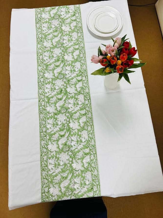 Cotton Print Club - Wholesale Table Runner - Olive Green Block Print Table Runner1