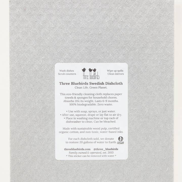 Three Bluebirds Swedish Dishcloths - Wholesale Dishcloth - Cool Cat on Grey Swedish Dishcloth2