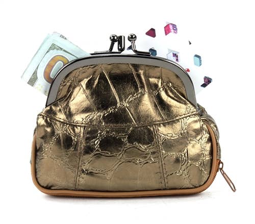 Leather Impressions Inc - Vendita all'ingrosso Portamonete - Donna - Portamonete con cornice in pelle di agnello stile vintage3