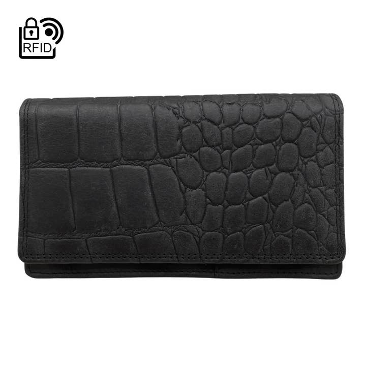 Arrigo - Wholesale Wallet - Women's - Ladies wallet Leather Harmonica - RFID - Croco Print