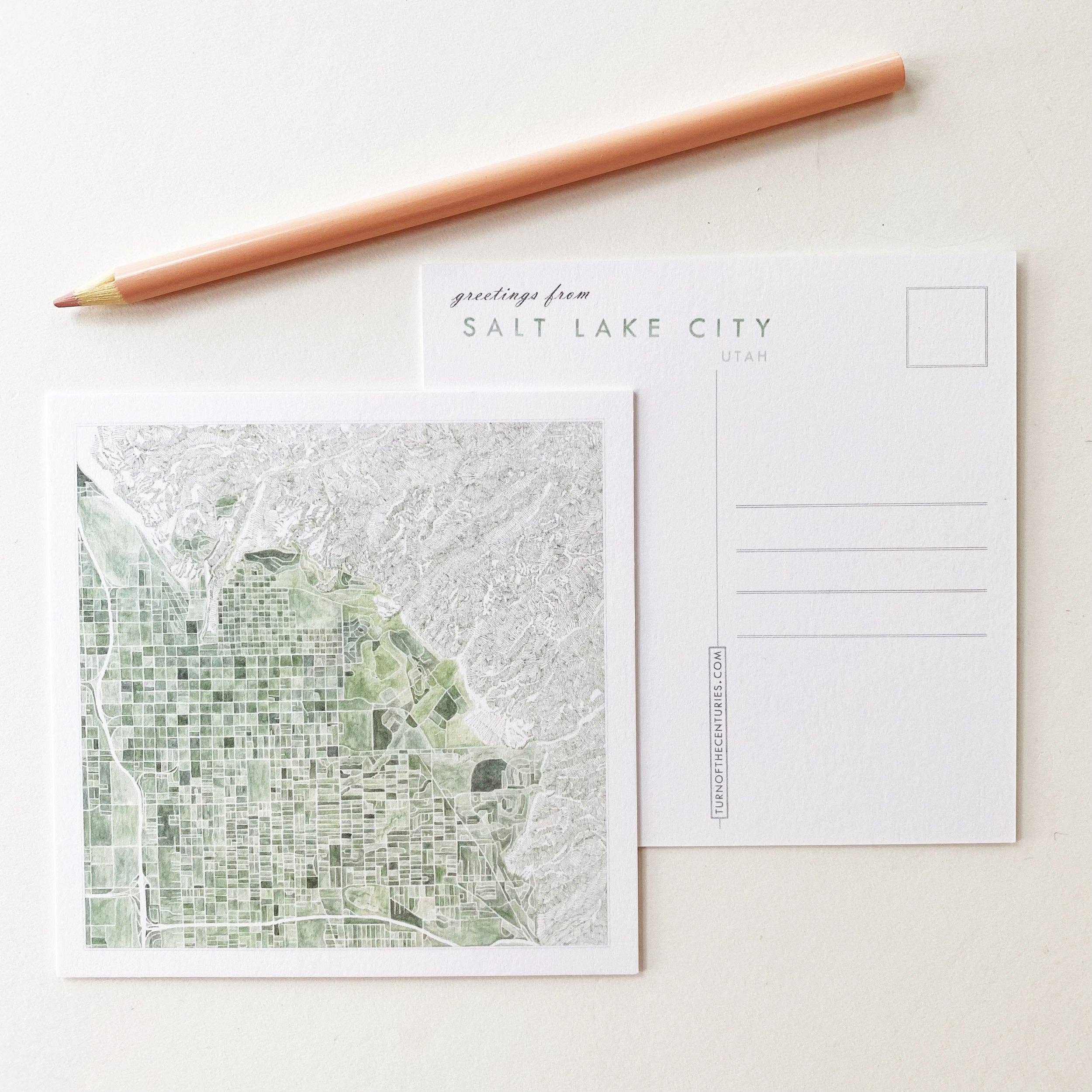 Turn-of-the-Centuries - Wholesale Postcard - SALT LAKE CITY Utah Map Postcard5