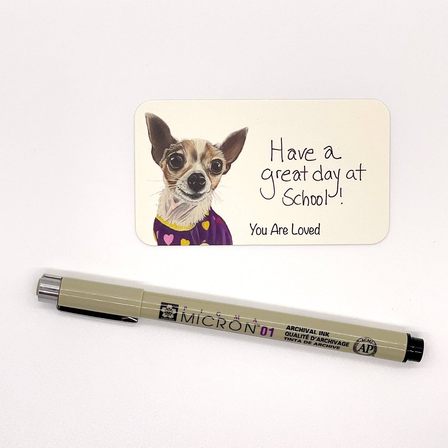 Woollybear Travels - Wholesale Stationery/Notecard Set - Pawsitive Notes- Rescued Chihuahua (Lunch Box Notes)1