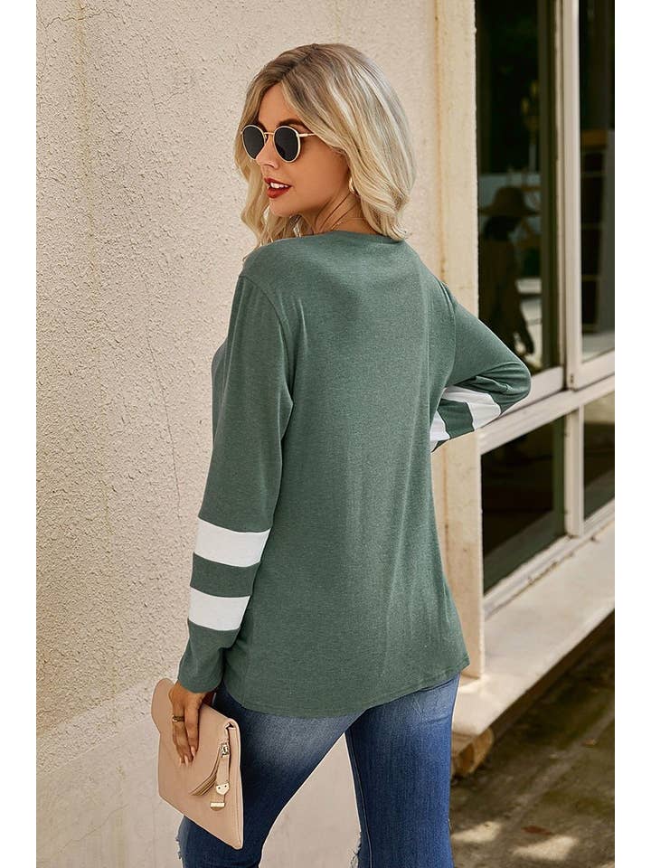 Elings - Wholesale Tunic - Women's - Striped Wrap Long Sleeve Top6
