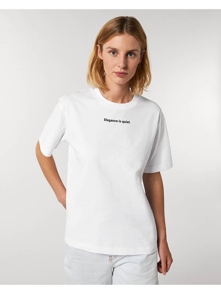White "Shush" Unisex T-Shirt for wholesale on Faire