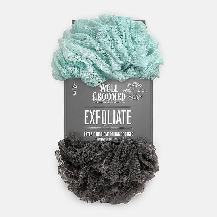 Bath Accessories Company - Wholesale Bath Pouf/Sponge - Well Groomed Extra Rough Smoothing Sponges - Two Pack