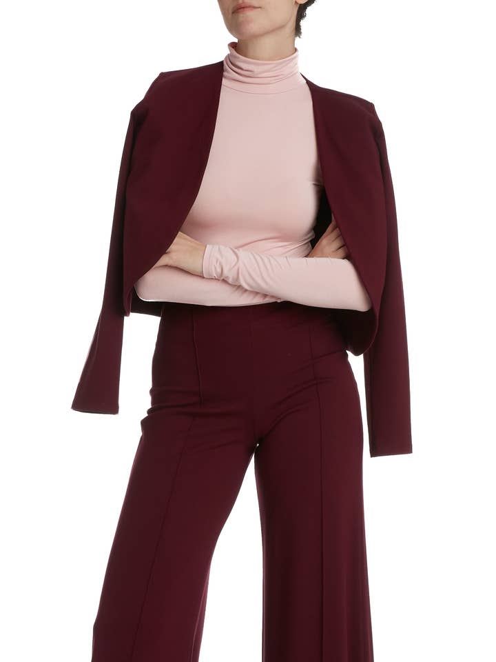 Ripley Rader - Wholesale Blazer - Women's - Burgundy Ponte Knit Blazer3