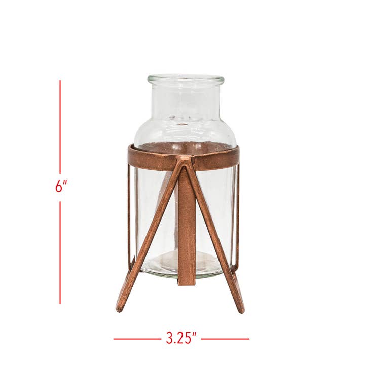 Foreside Home & Garden - Wholesale Vase - Mara Glass Bud Vase Rust Copper