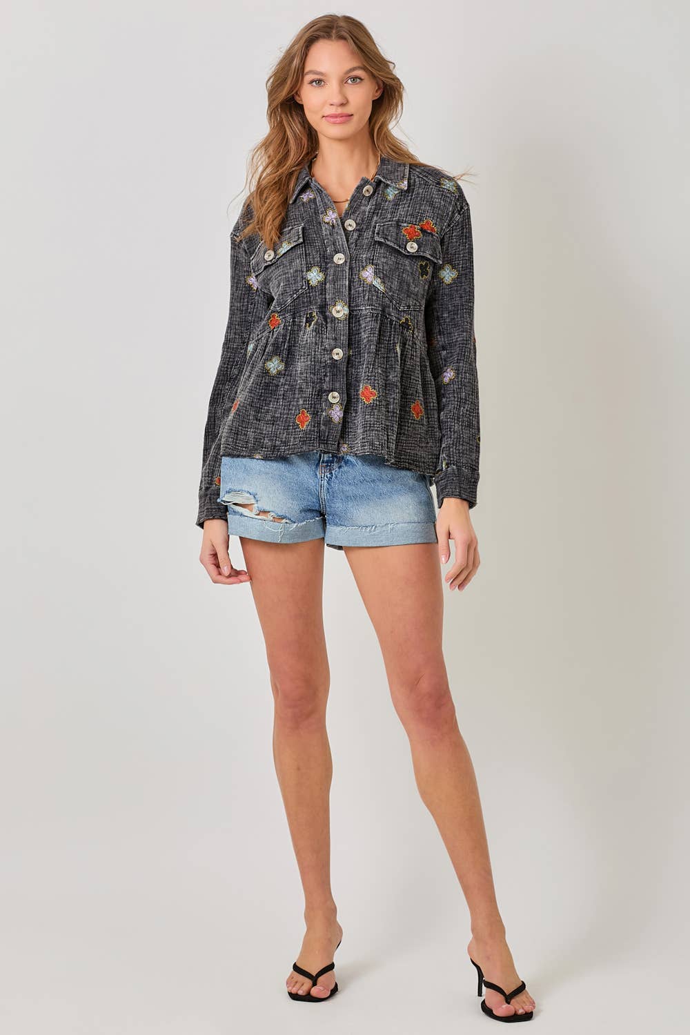 Mystree – Blusão - Mulher por atacado – 61004 Casaco Peplum Lavado10