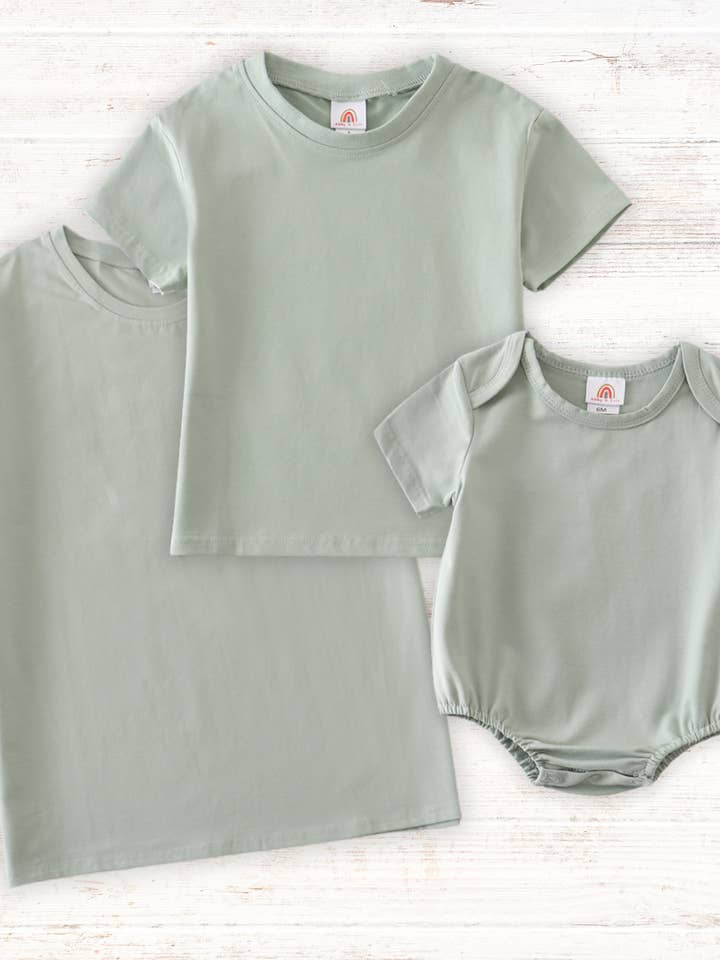 Sábio t-shirt básica lisa Adulto Crianças e bebé bolha por atacado de Aspen Rain Boutique