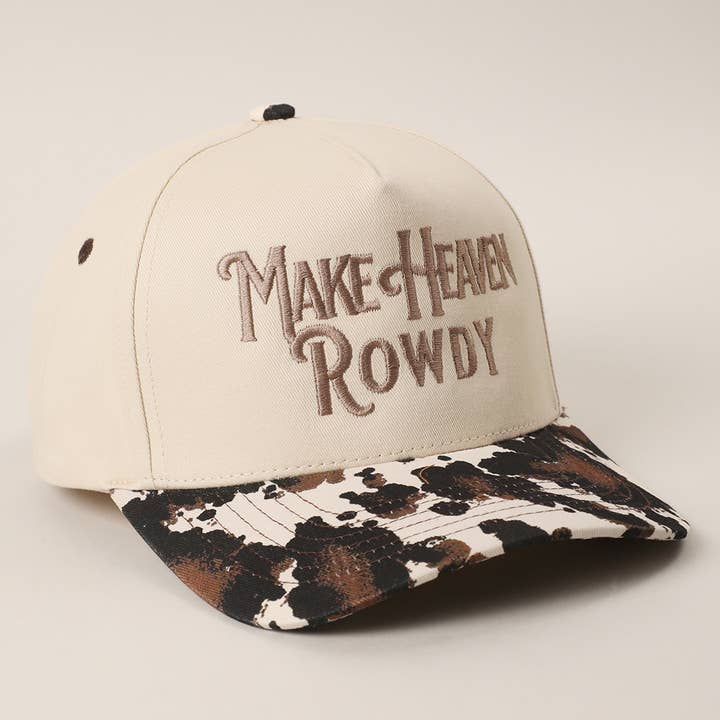 Fashion City - Wholesale Trucker Hat - Unisex - MAKE HEAVEN ROWDY Embroidered Cow Print Brim Trucker Hat5