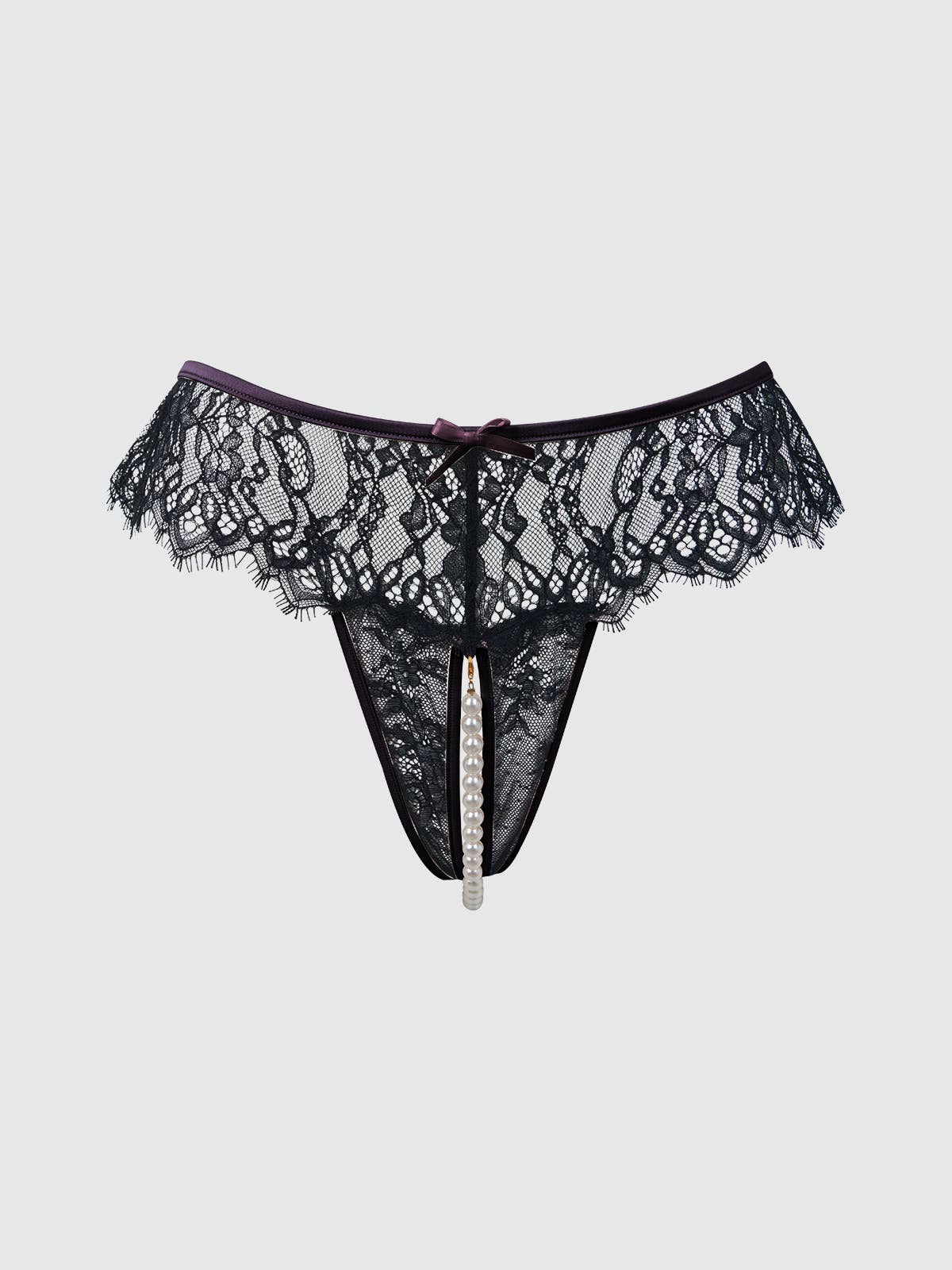 House of Desire - Wholesale Underwear - Women's - JOCELYN LACE & PEARL CROTCHLESS THONG10