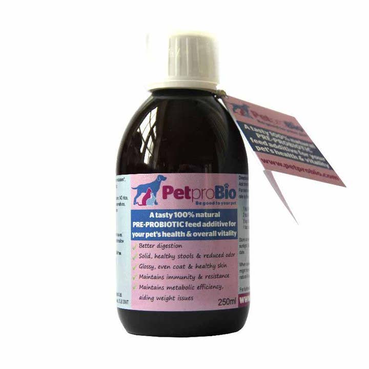 PetproBio - 250 ml, prébiotique naturel pour la vente par BeLoved, Natural Dog Grooming Products.