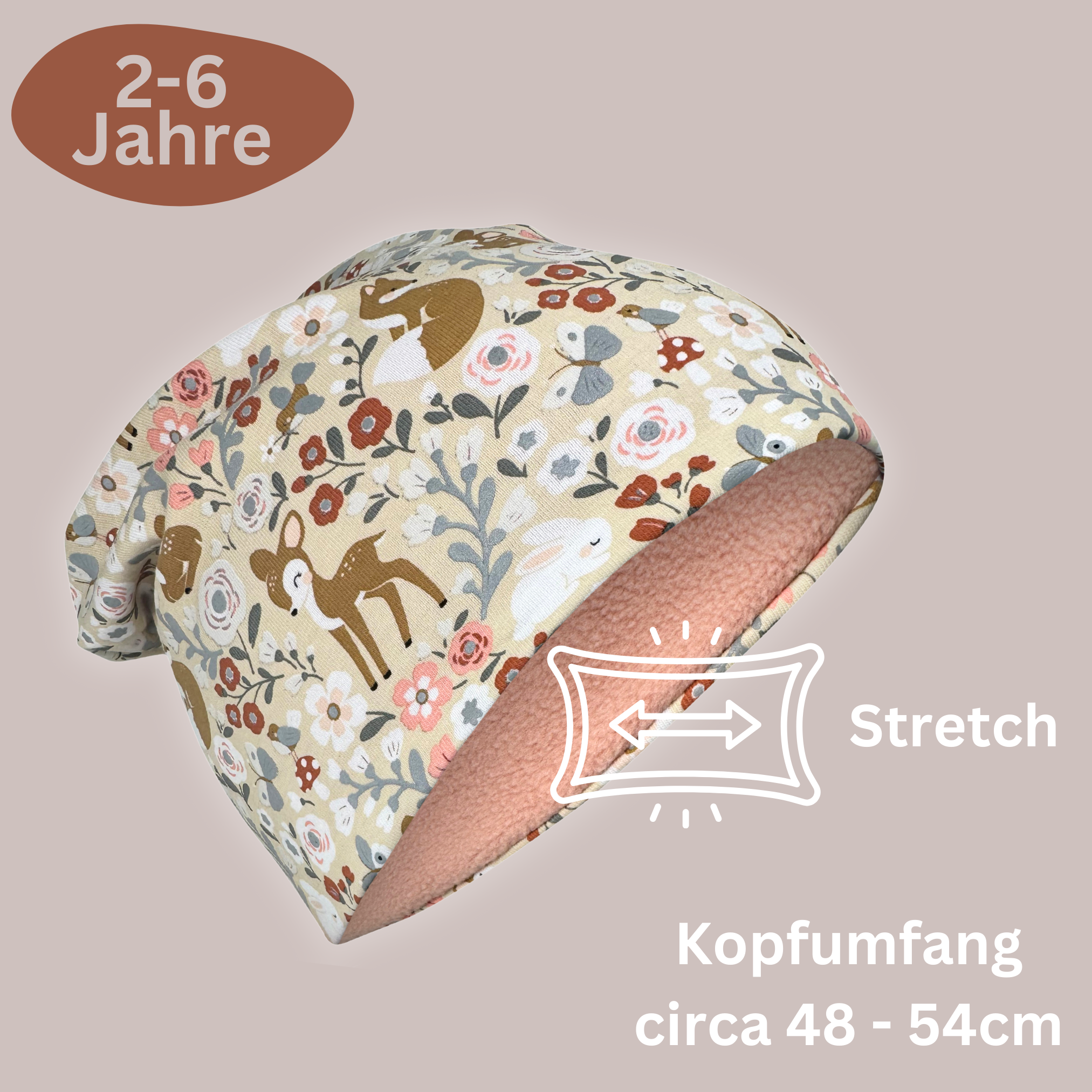 HECKBO - Wholesale Beanie - Kids - 360° Reflector Beanie & Loop – Forest Animals - Fleece Inside2