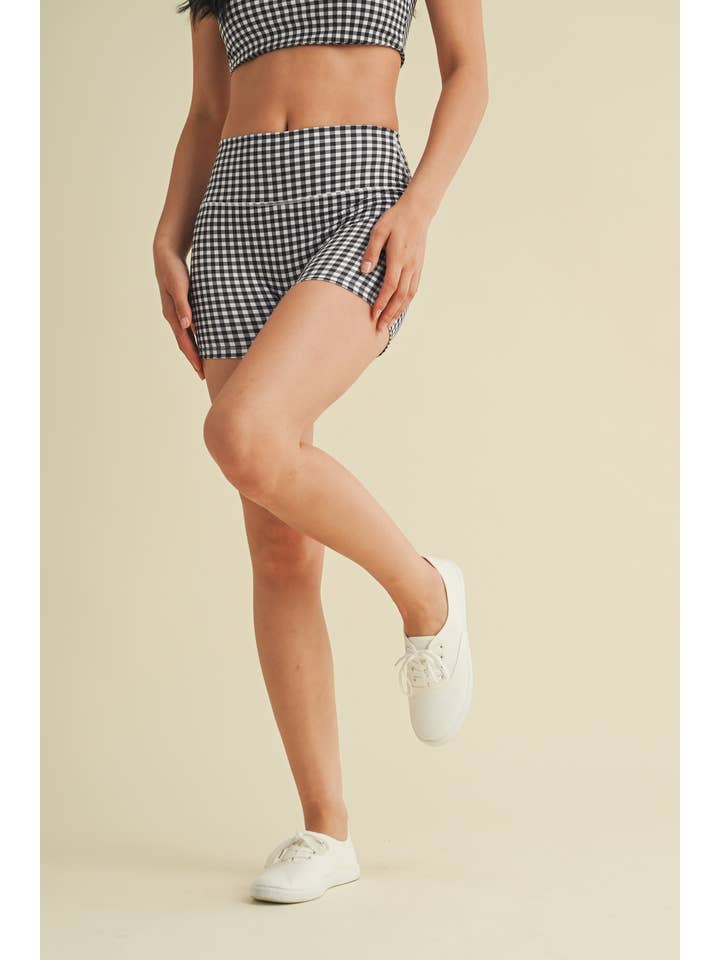 KIMBERLY C - Wholesale Athletic Shorts - Women's - Gingham Print Mid-Rise Mini Shorts26