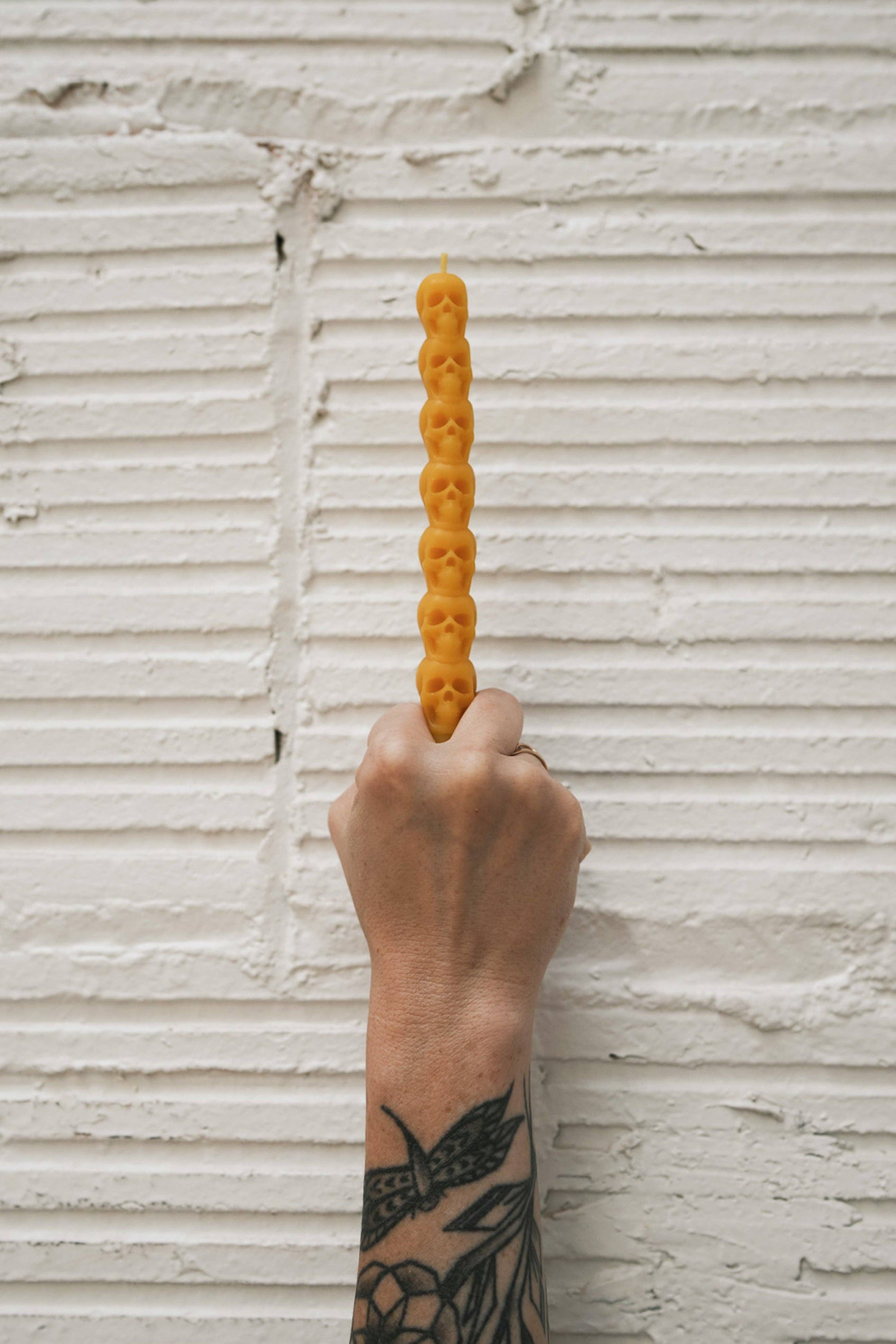 Slow Burn - Wholesale Tapered Candle/Candlestick - Scully - Beeswax Skull Taper Candle0