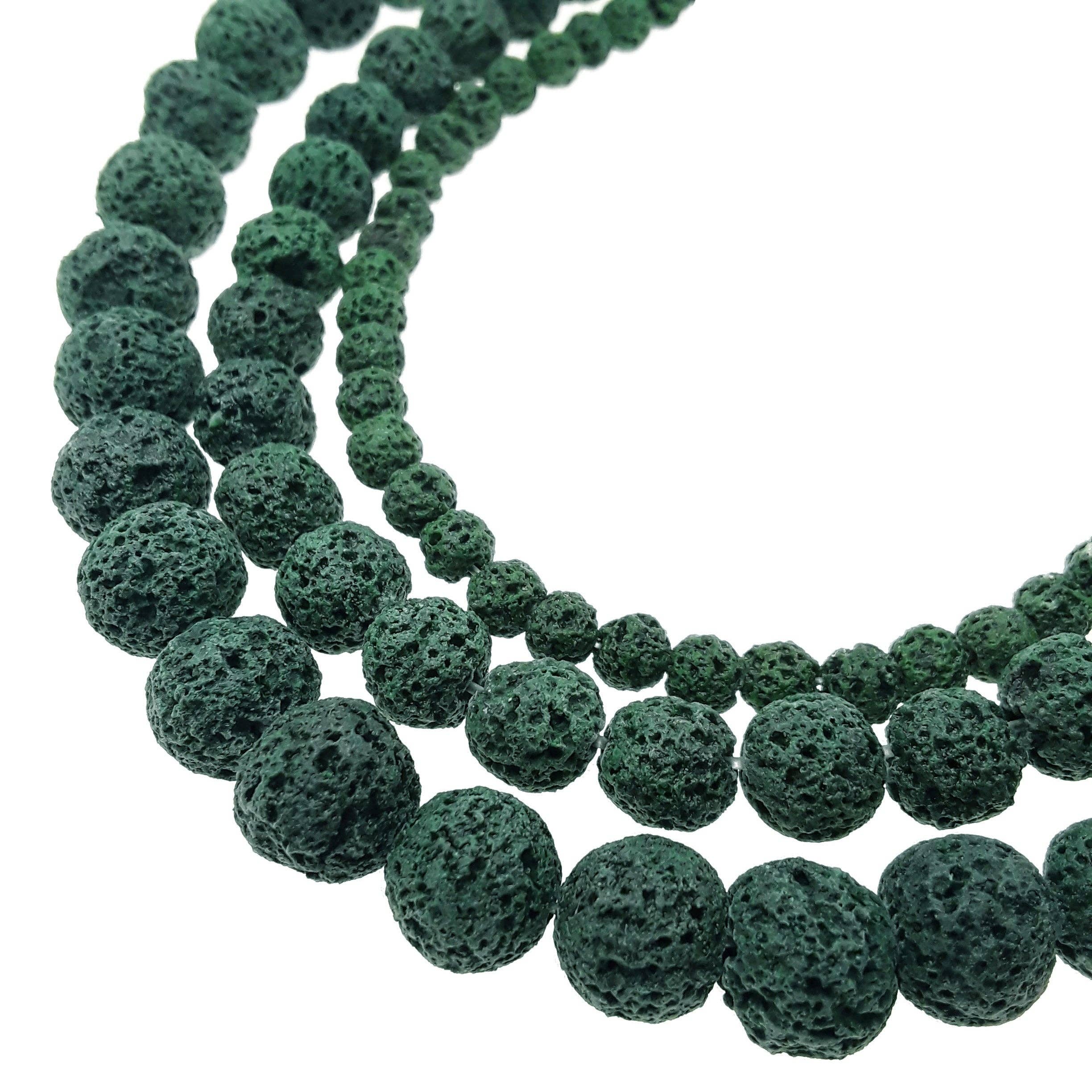 CRCBEADS - Wholesale Beads - Dark Green Lava Rock Stone Beads 6mm 8mm 10mm 12mm 15.5" Strand0