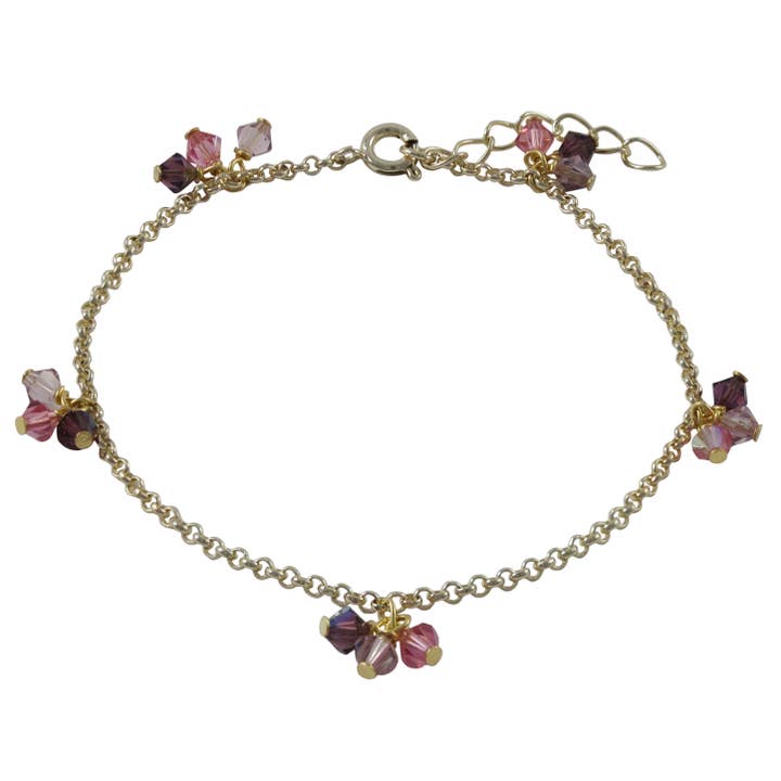 Amy Swarovski 4mm Beads Gold Plated Brass Chain Bracelet for wholesale by Dlux Jewels