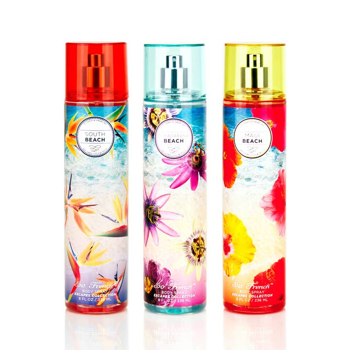 The Beaches Collection 3-Piece Let's Get Away Body Mist Set for wholesale by So French Perfumes