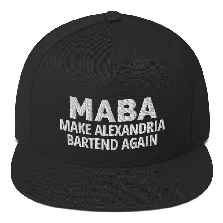 Alexandria Bartend Snapback Cap, Embroidered MAGA Parody Hat for wholesale by PositiveParty