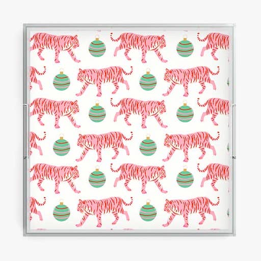 Plateau Tigre de Noël | Plateau en Acrylique | Plateau de Service de Noël pour la vente par Clairebella Personalized Gifts & Pillows