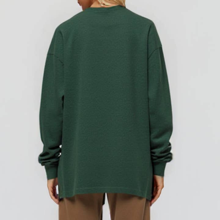Green Classic Crewneck Long Sleeve Tee for wholesale on Faire3