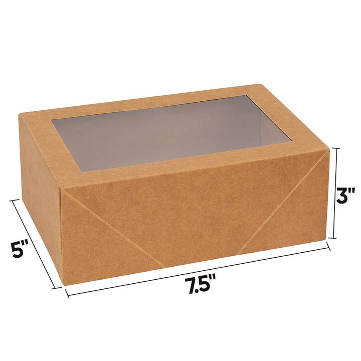 Hammont - Wholesale Food Storage Container - Premium Rectangular Bakery Boxes 8 Pack Kraft 7.5X5X3"2