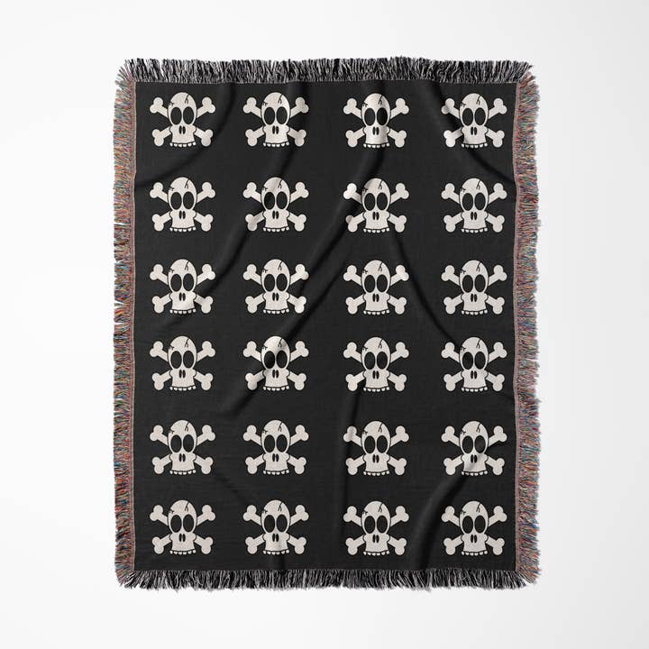 3dRose - Wholesale Throw Blanket - 3dRose, Skull and Crossbones Grey Print, Blanket0