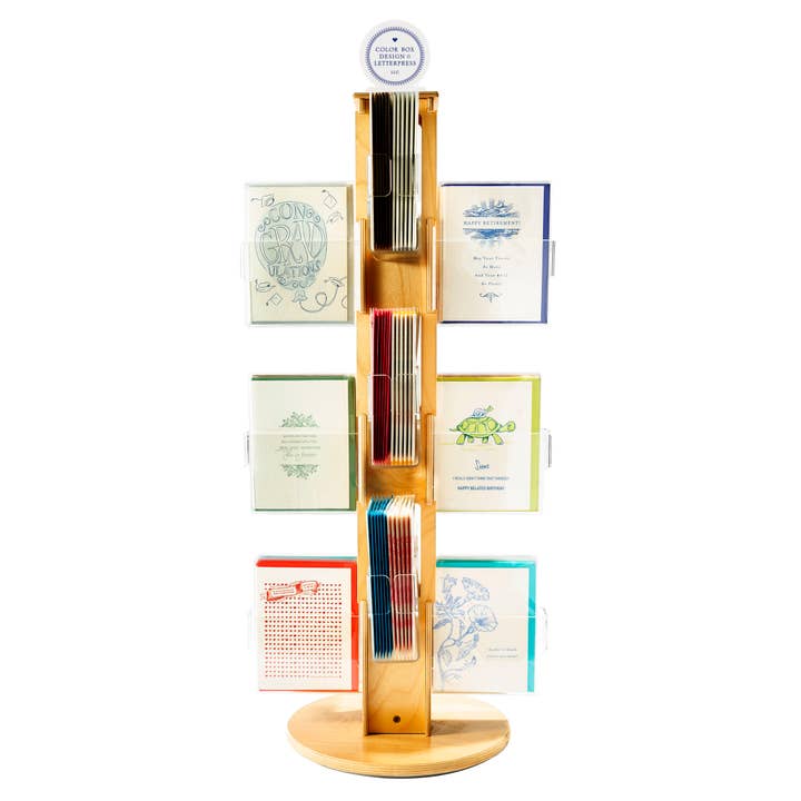 Expositor giratorio de tarjetas de felicitación para mostrador para tarjetas tamaño A2 para venta al por mayor de Color Box Design & Letterpress