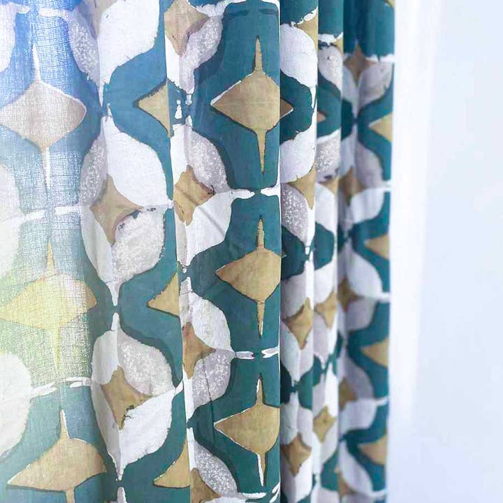 Panneaux de rideaux Boho Home Decor - Green Escape pour la vente par Ichcha