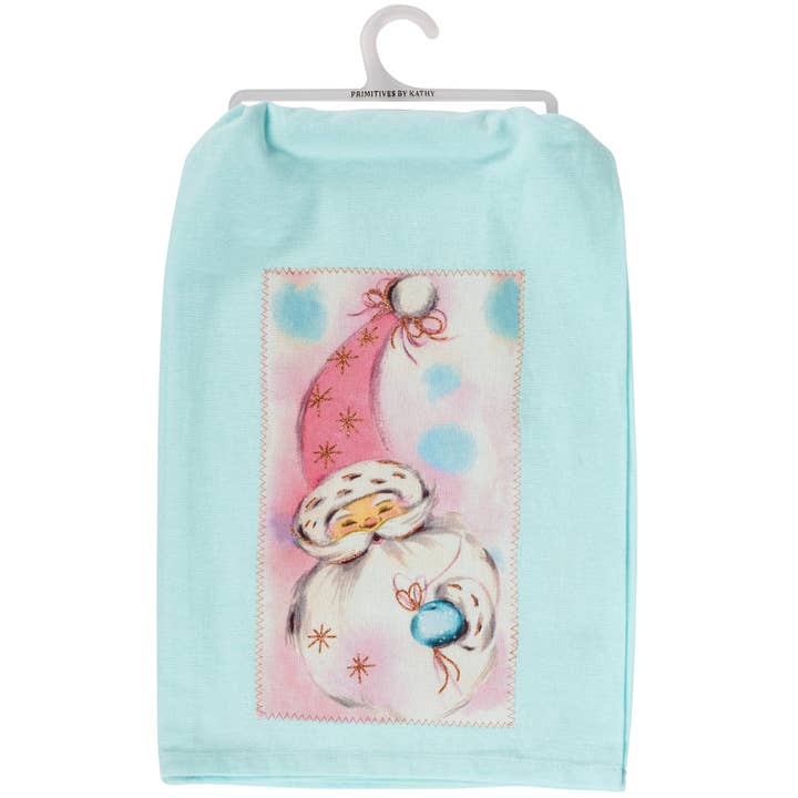 Pastel Santa Kitchen Towel for wholesale by Primitives by Kathy
