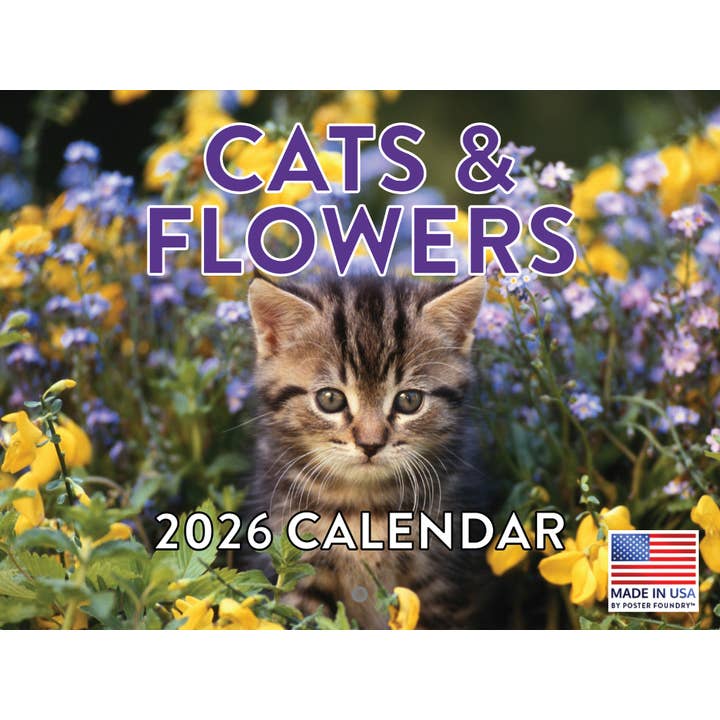 Cats Flowers Calendar 2026 Monthly Wall Calender 12 Month for wholesale by 2026 Calendars