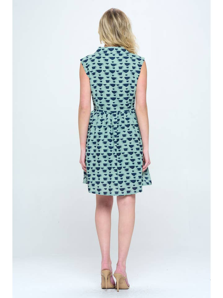 SM WARDROBE - Wholesale Dress - Women's - Tea Cup Print Tea Dress3