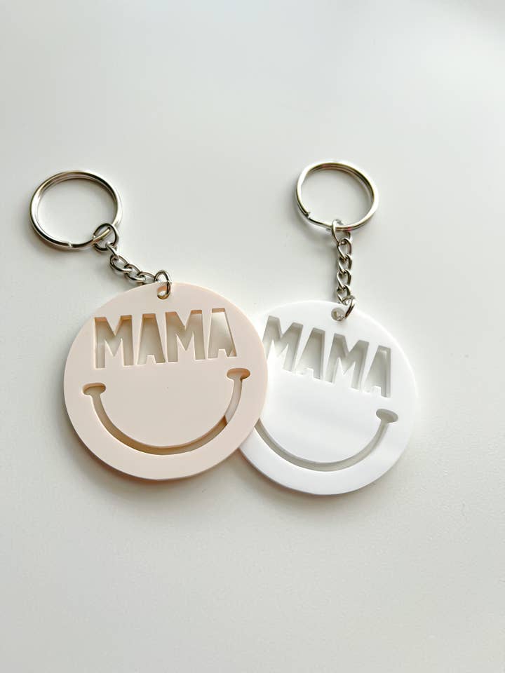 Acrylic MAMA Smiley Keychain | Smile | MAMA for wholesale by Modern Mama