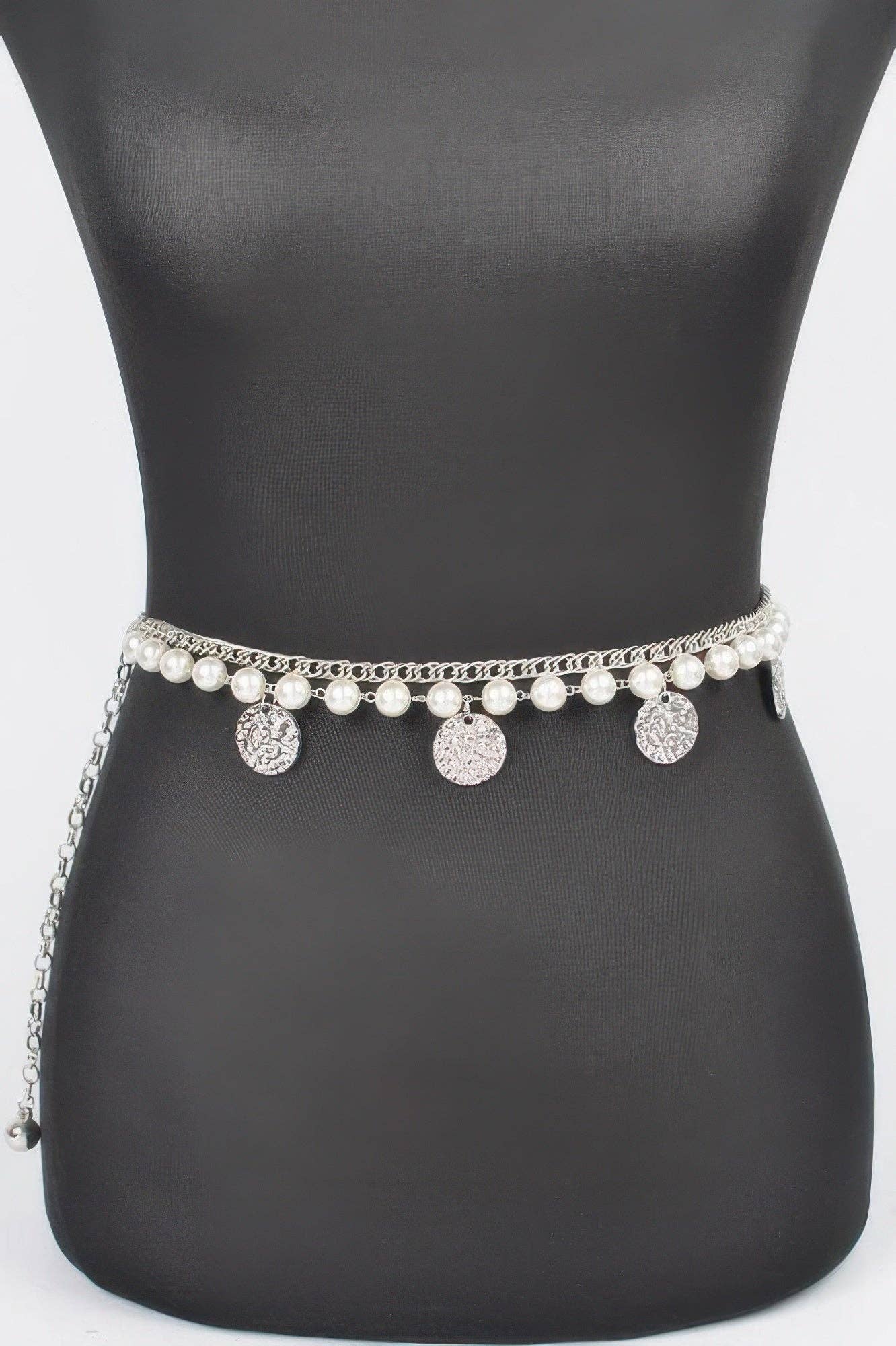 CC Wholesale Clothing - Wholesale Belt - Women's - Faux Pearl Round Metal Plus Size Chain Belt3