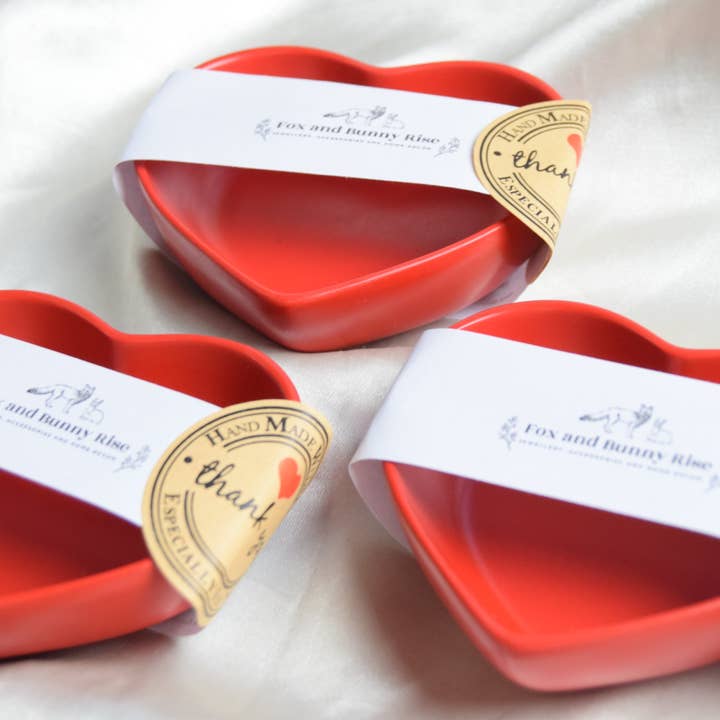 Plato de Anillo de Jesmonita con Rosa de San Valentín - Corazón para venta al por mayor de Fox and Bunny Rise