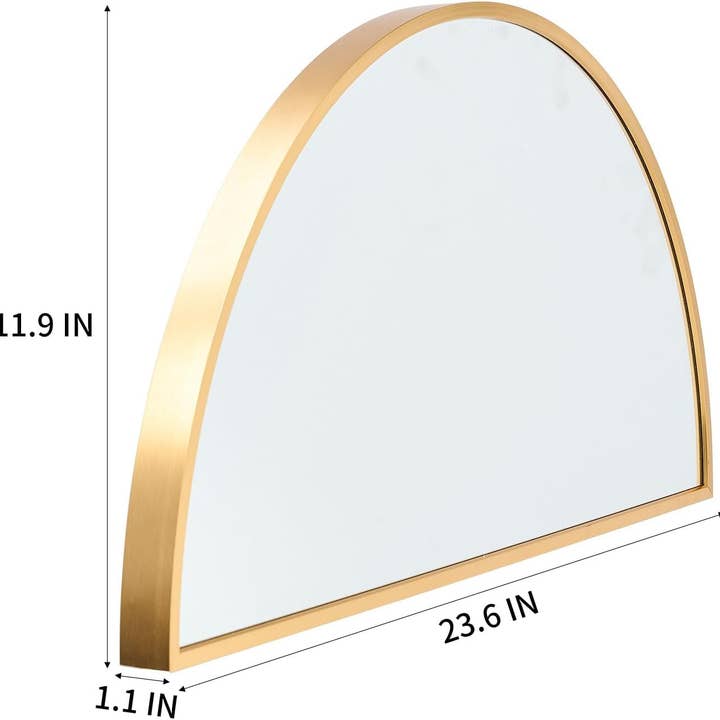 Gold Half Circle Wall Mirror 24x12 Inch Aluminum Alloy for wholesale on Faire1