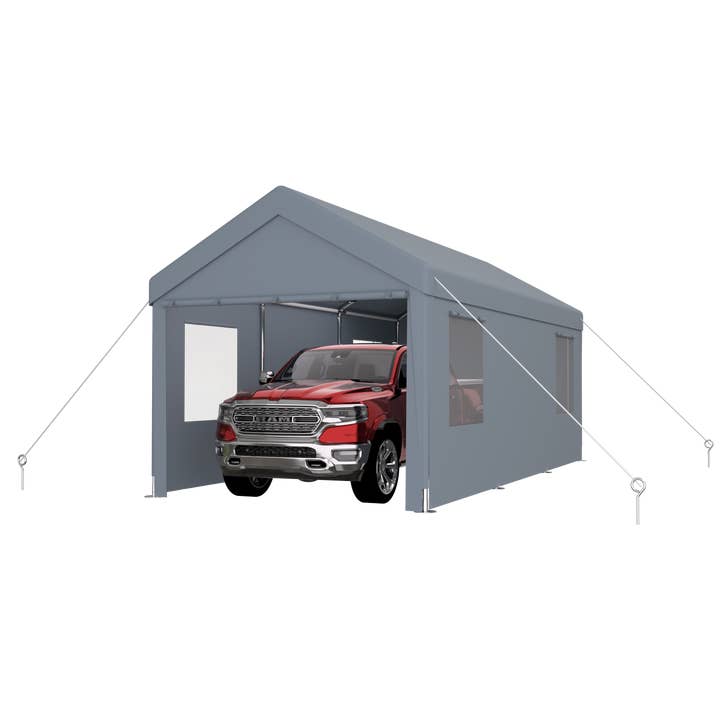 39F Inc. - Wholesale Tent - 10x20ft Heavy Duty Portable Carport Garage with Doors, Grey27