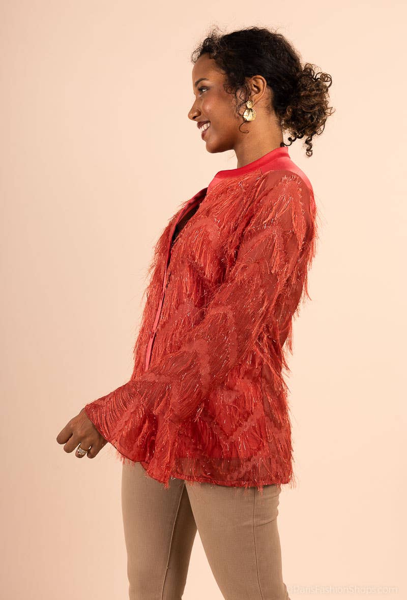 You Udress - Wholesale Button Down Shirt - Women's - Pagode Long Sleeve Blouse: Elegance and Refinement3