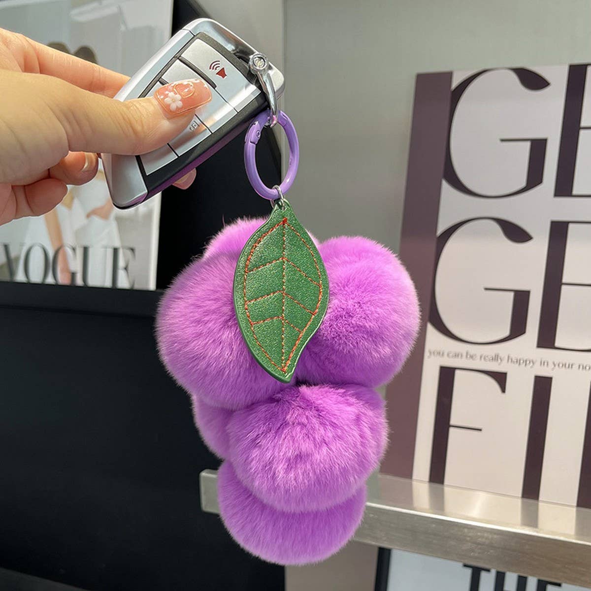 ACCITY - Wholesale Keychain - Unisex - CUTE PLUSH DOLL PURPLE GRAPE CAR KEYCHAIN PENDANT_CWMM24831