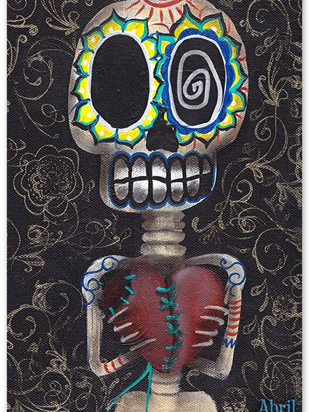 TOMA MI CORAZON Day of the Dead Dia de los Muertos Art Print for wholesale by Black Market Art