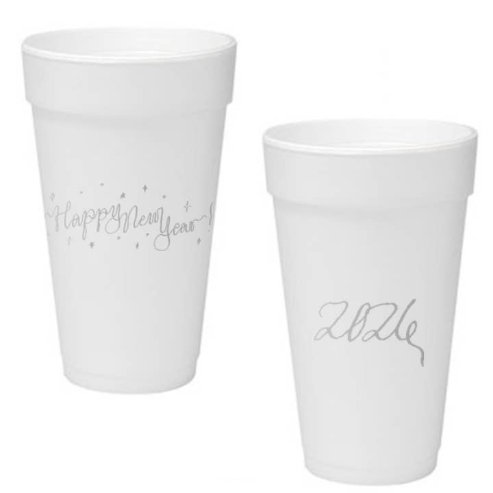 Gobelets en mousse avec feuille d'argent "Bonne Année", ensemble de 12 pour la vente par Kate Chambers Designs