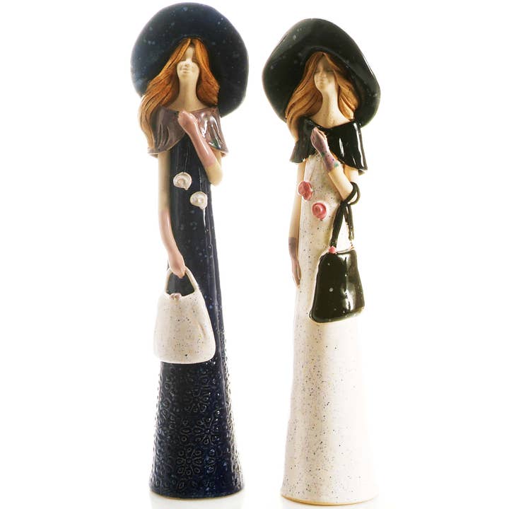 Contemporary Statue Fashionista with a Large Tote for wholesale by Art In Ceramic