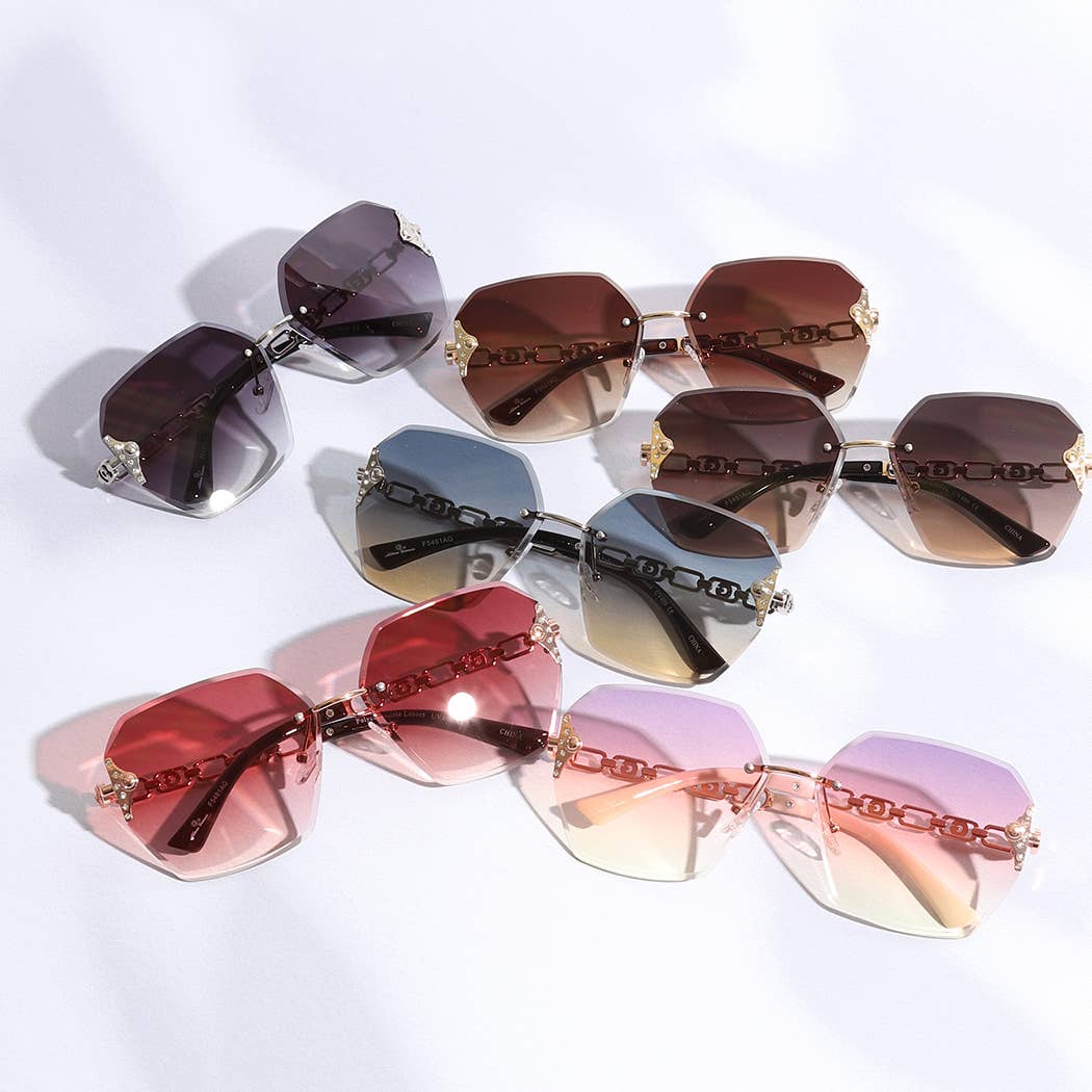  ASSORTED COLOR Hexagon Lenses Linked Design Legs Sunglasses for wholesale on Faire1