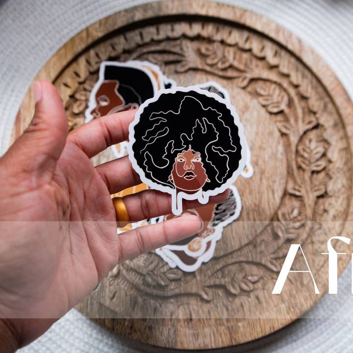 Pounded Yam Productions - Wholesale Sticker - Black Woman Faces Line Art Die Cut Stickers