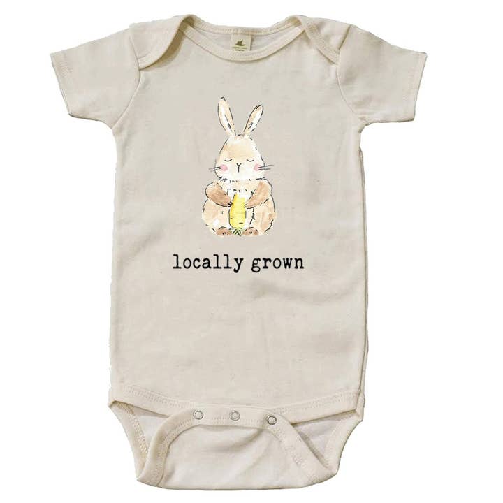"Locally Grown" Bunny Short Sleeve Organic Bodysuit for wholesale by House Of Luna