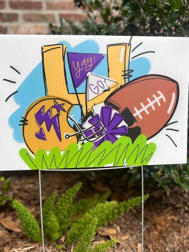 ¡Vamos, hurra! Letrero de patio deportivo  para venta al por mayor de Simply Adoorable Designs