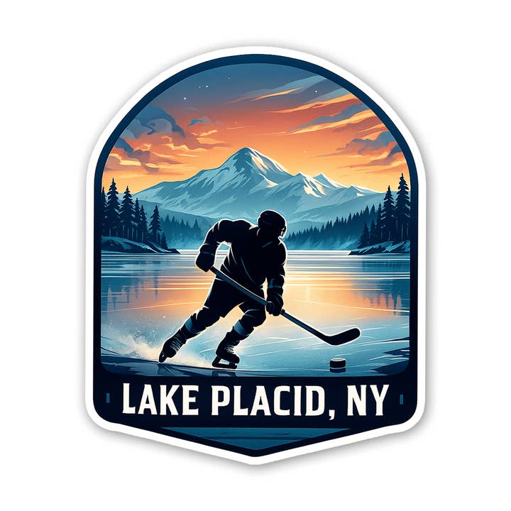 Adesivo hockey Lake Placid per la vendita all'ingrosso da parte di Sticker Atlas