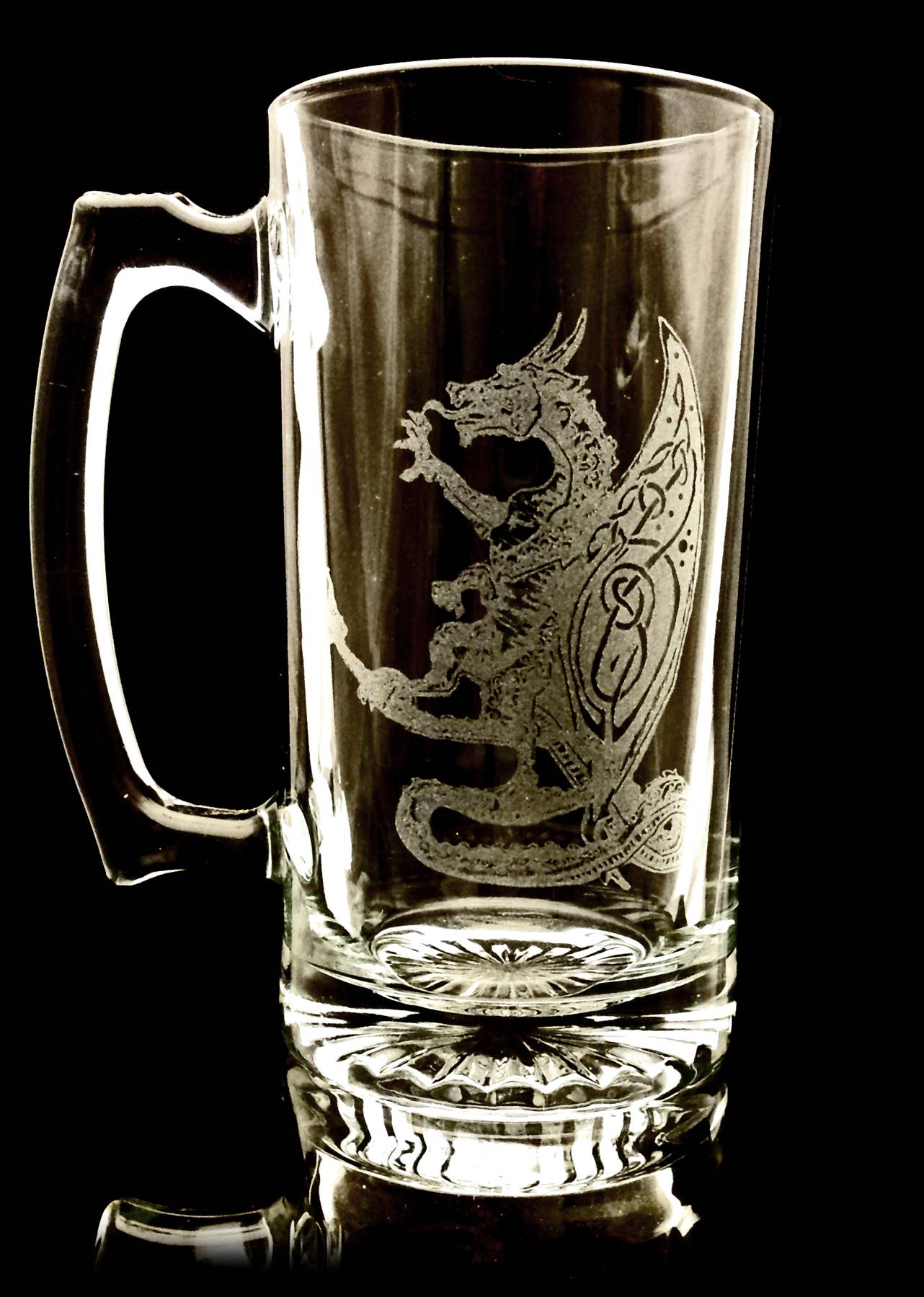 Lyoncraft - Wholesale Beer Glass/Mug - Celtic Dragon Engraved 26oz Beer Stein, Glass Beer Mug6