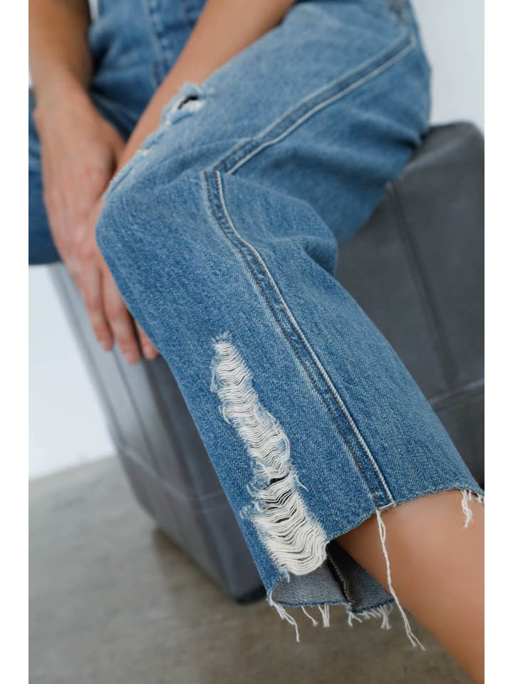 Insane Gene USA - Wholesale Overalls - Women's - Distressed Raw Hem Straight Overalls6